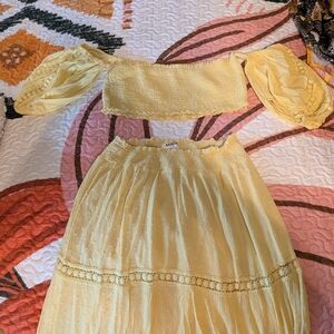 Yellow Off-Shoulder Top and Skirt Set